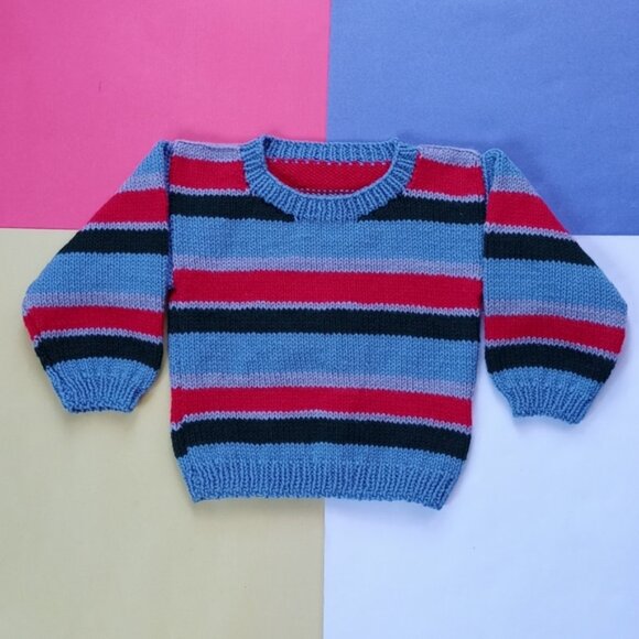 Vintage Kids Handmade Knitted Fisherman Crewneck Sweater - Picture 2 of 6